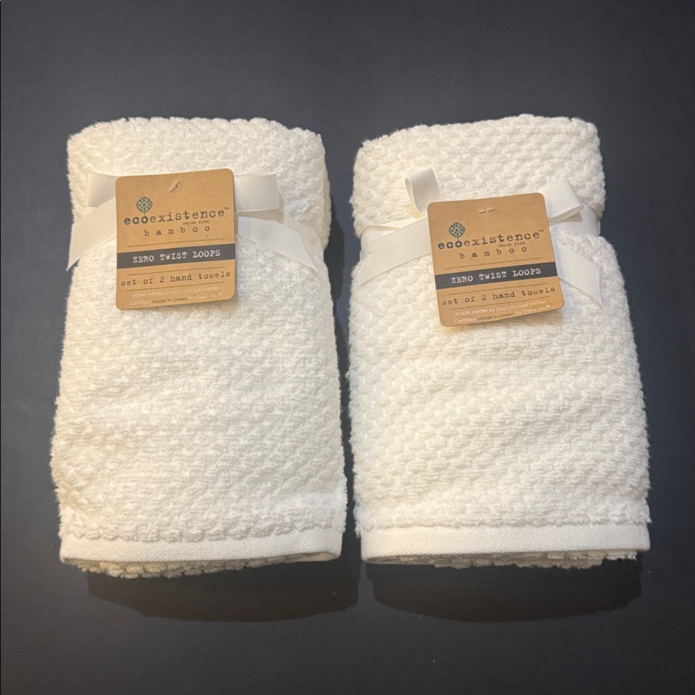 4pc ECOEXISTENCE Bamboo Zero Twist Loops Bath Hand Towel Set - White - Picture 8 of 8
